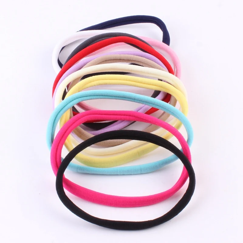 

50pcs/lot New Solid Elastic Nylon Headband Headbands Girls and Kids Scrunchie Hairband Newborn Hair Accessories A160