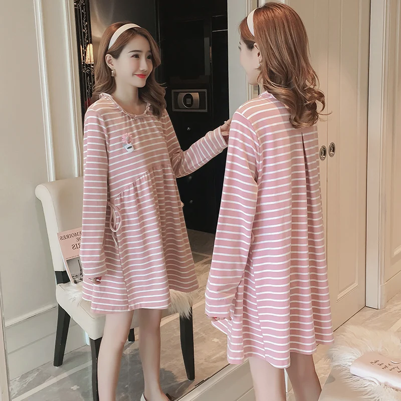Платья для беременных женщин милые полосатые Vestido Embarazada туники Hamile Elbise свободные