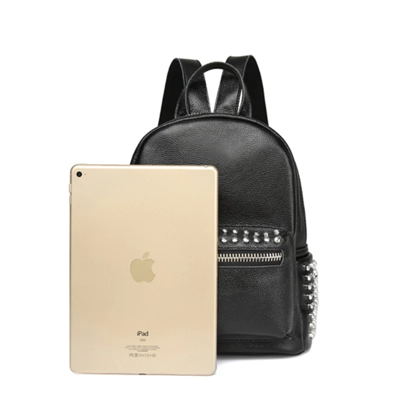 Rivets Cool Leather Backpack Women's Back Pack Hot Fashion Double Shoulder Bags High End Luxury Bagpack Mochilas | Багаж и сумки