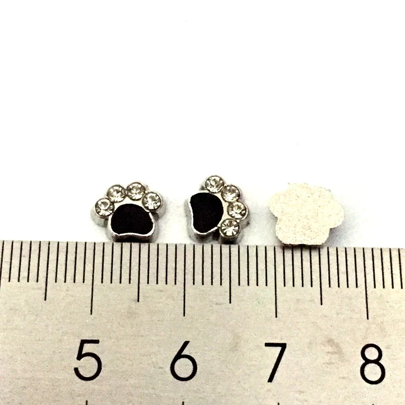 Crystal Dog Paw Footprints Floating Charms For Living Memory Glass Locket Pendants Necklace DIY Accessories 10pcs/lot | Украшения и