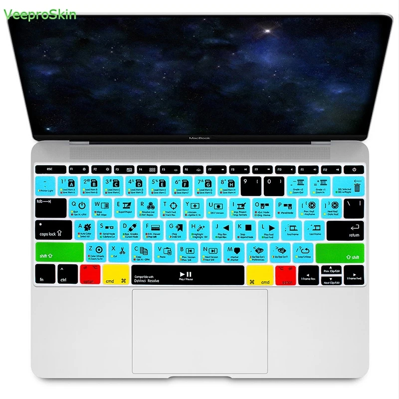 AI Davinci Resolve для Macbook New Pro 13 "A1708 (2016 версия No Touch Bar) силиконовый чехол клавиатуры Mac