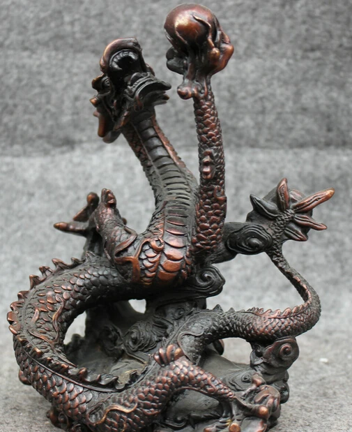 JP S62 Китайский Чистая Бронзовый Буддизм Фэншуй Богатство Зодиак Миф Fly Dragon Ball