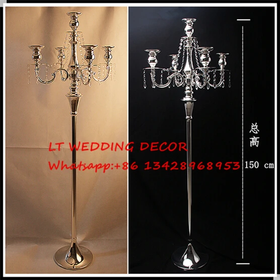 

150cm tall 5 arms crystal wedding centerpiece/wedding candelabra/wedding column/crystal pillar /tall candle holder