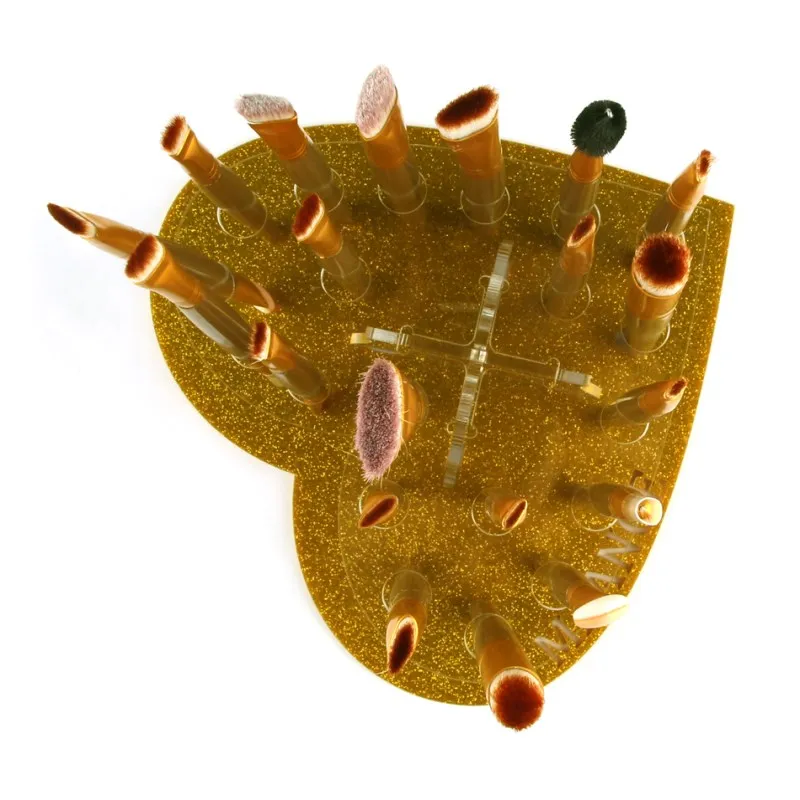 20 отверстий Держатель кистей для макияжа Дерево Сердце Форма Макияж Кисть ручка