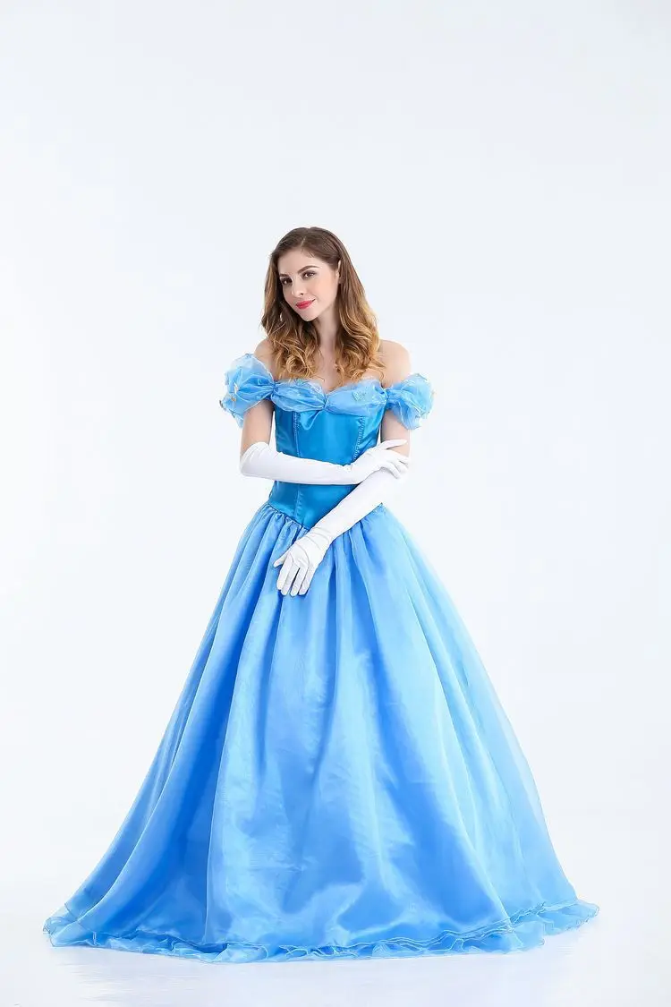 2019 роскошный Костюм Золушки женское нарядное платье синий бальный костюм