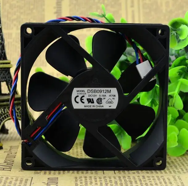 Оптовая продажа Delta 9025 AC/DC 12V 0.19A 9 см DSB0912M 3-жильный немой Мощность компьютер