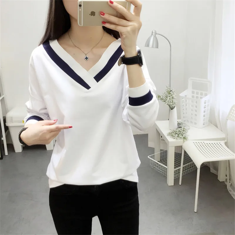 

2019 new Korean version of the wild student loose cotton bottoming shirt Harajuku style long-sleeved t-shirt women's clothes W34