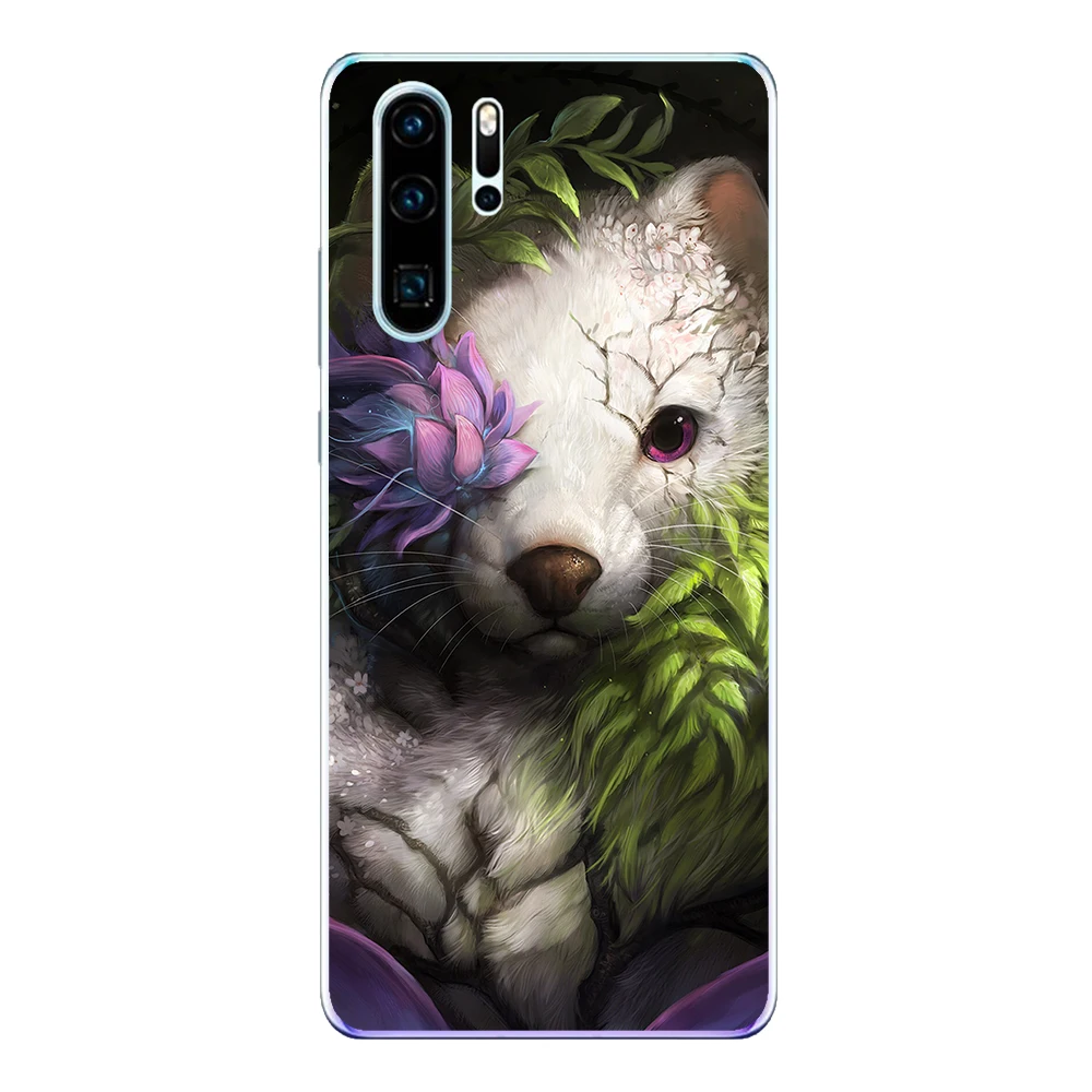 Чехол для Huawei P30 Lite Pro мягкий силиконовый чехол из ТПУ Fundas Лев тигр пантера волк