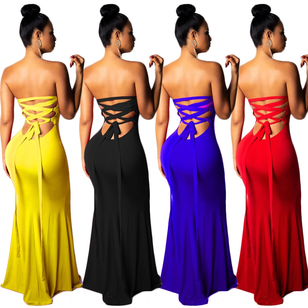 

new hot sale dress club party nightclub dress tube top split fishtail dress female