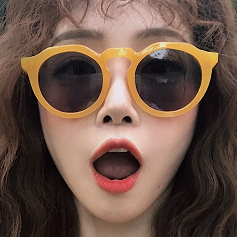 

2018 Round Sunglasses Women Oversize Frame Brand Designer Eye Sun Glasses for Women Sunglasses Retro Fashion Gradient Lens