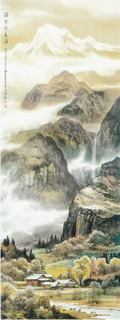 4 панели китайский пейзаж холст картина абстрактная украшение дома настенная