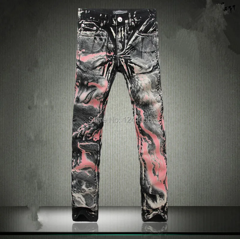 Men's jeans 2014 new printing colored 