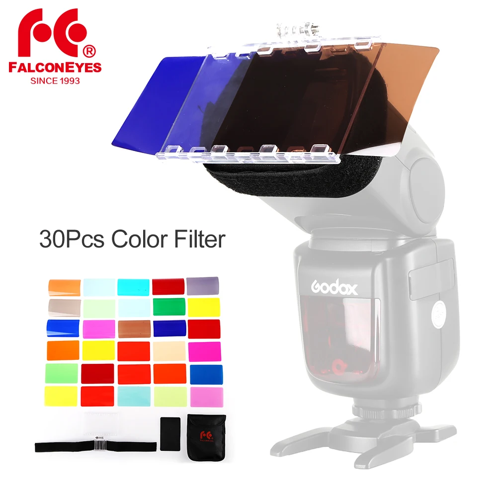 Falcon Eyes CFA 30K Kit Flash Speedlite 30 цветов s Color Gel с Barndoor & Bag Reflector для Canon Nikon Godox Flash|Аксессуары