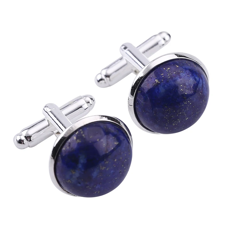 Запонки из серебра и металла с синим lapis lazuli 2 шт. мужские рубашки запонки для