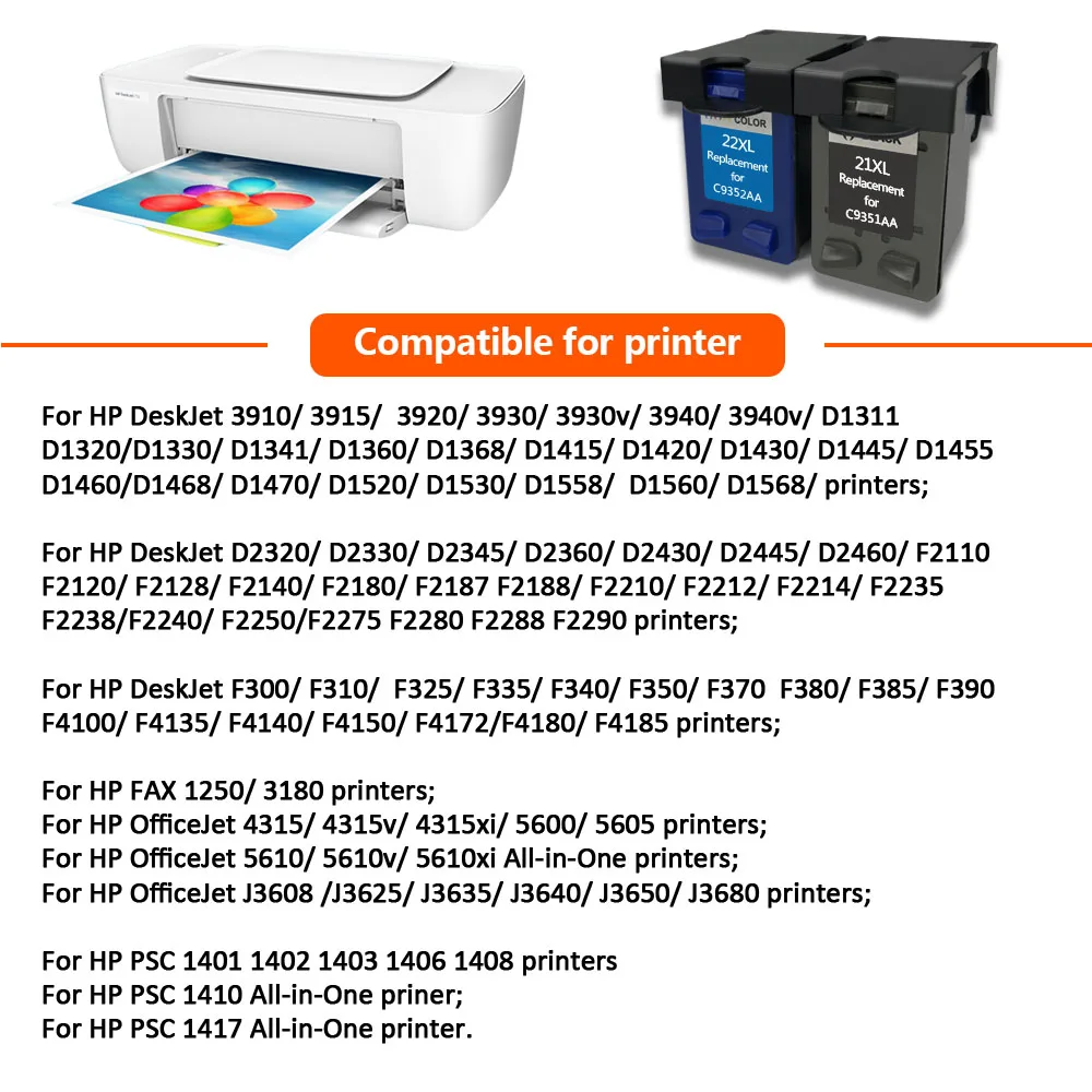 Сменный картридж Xiangyu для hp 21 22XL Deskjet 3915 3920 D1320 F2100 F2280 F4180 | Компьютеры и офис