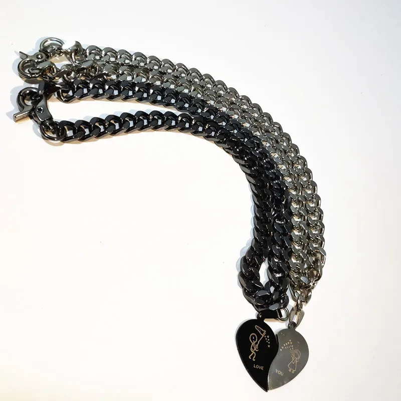 2019 Rock Style Lover Heart Stainless Steel Necklace Gun Black Silver Metal Thick Chain Boyfriend Lovers Gift | Украшения и
