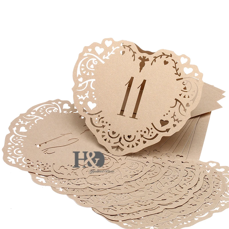 10 шт./компл. Meakin Love Heart настольные карты с цифрами от 11 до 20 деревенские Свадебные
