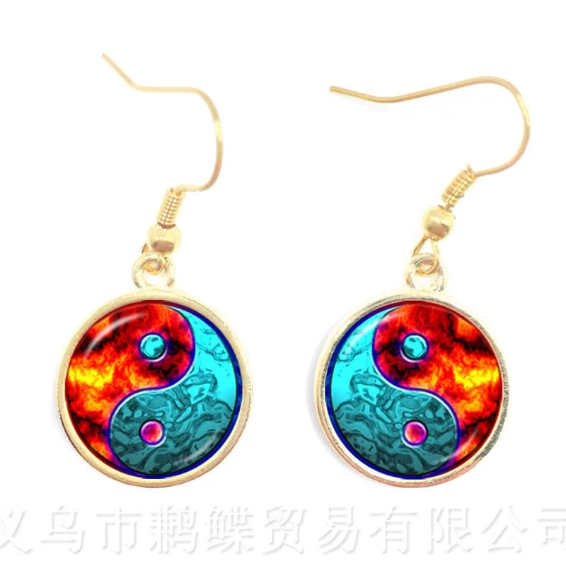Серьги-подвески Tai Chi Yin Yang в классическом стиле женские круглые ювелирные