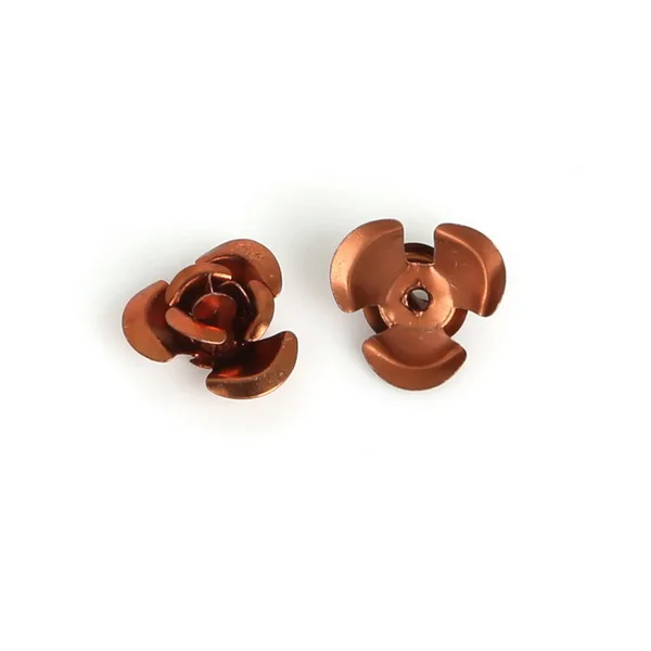 Brown 100 шт./лот, 6 мм, 8 мм, 12 мм, 3D Мини Алюминиевые бусинки с розами для украшения свадеб, рукоделия, драгоценности для скрапбукинга - Цвет: Brown