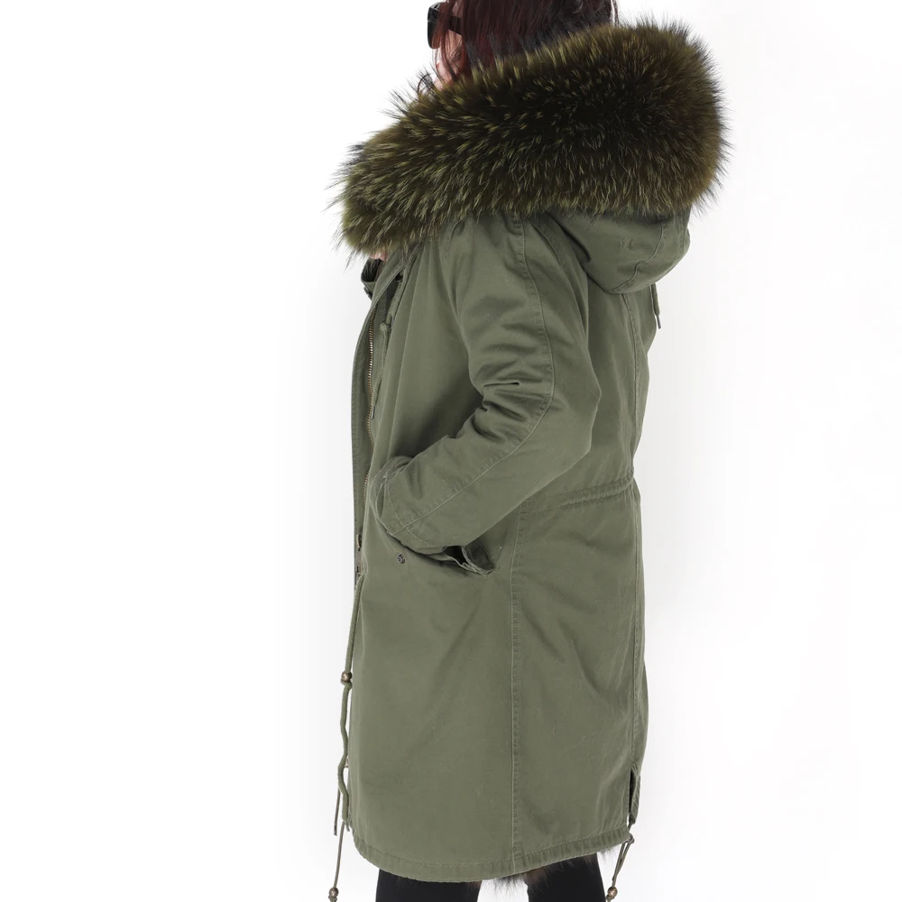 Женская куртка с подкладкой из меха енота Maomaokong2018 зимняя утепленная воротником и
