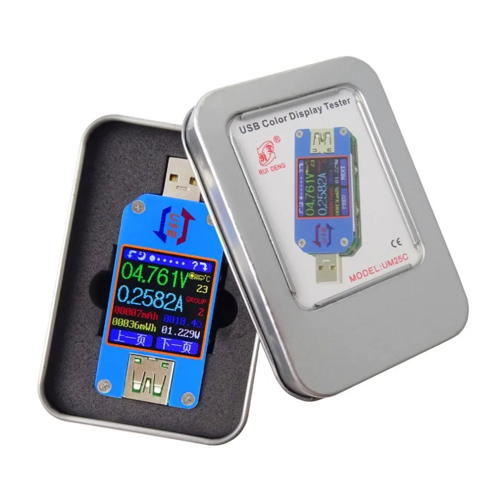 RD UM25 UM25C вольтметр usb Тестер измеритель напряжения для приложения 2 0 type C двойной