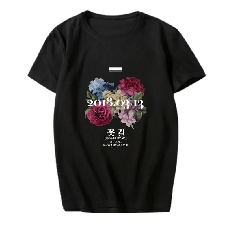 KPOP Корейская мода BIGBANG новый альбом цветок дорога GD G-Dragon T.O.P хлопковая Футболка