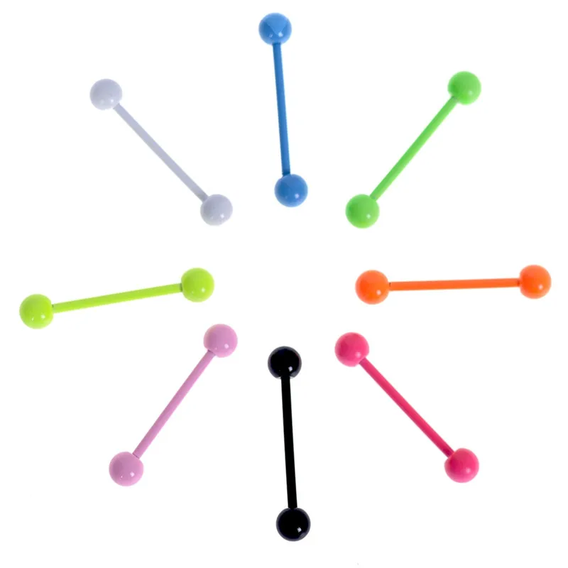 8 шт. разноцветные стержни для пирсинга языка сосков штанга кольцо из сплава