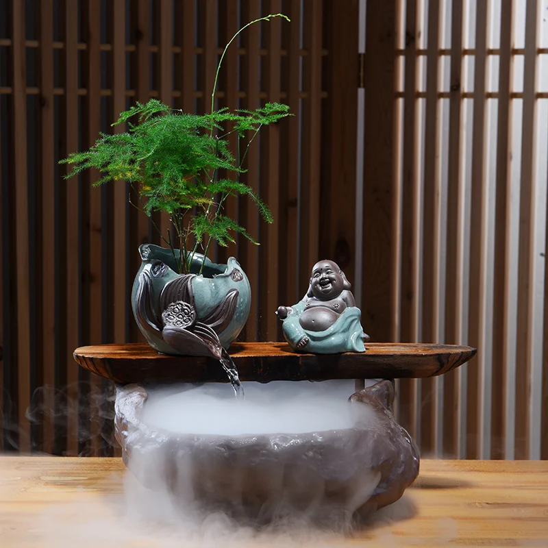 110 V-220 V Feng Shui Lucky "бегущая вода фонтан увлажнителя распылитель эфирных масел, аэрозольный распылитель настольный домашний Кофе украшения стола