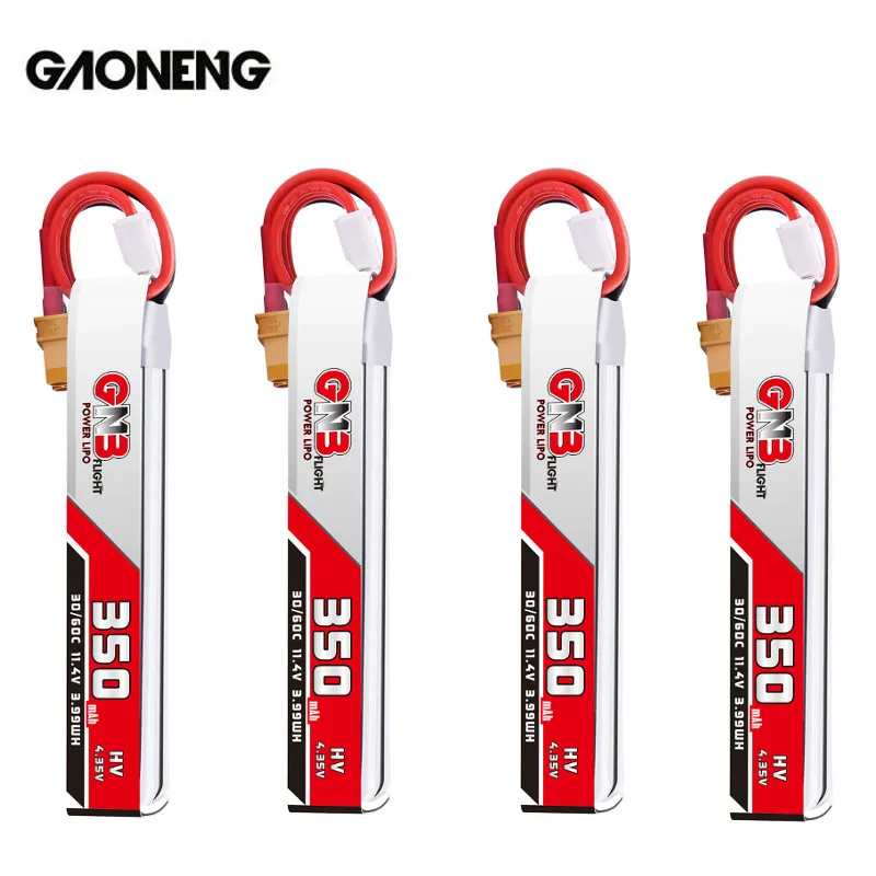4 шт. Gaoneng GNB 3S 350 мАч 11 в HV 35 30C/60C Lipo батарея XT30 полная скорость TinyLeader RC FPV Racing Cine Whoop