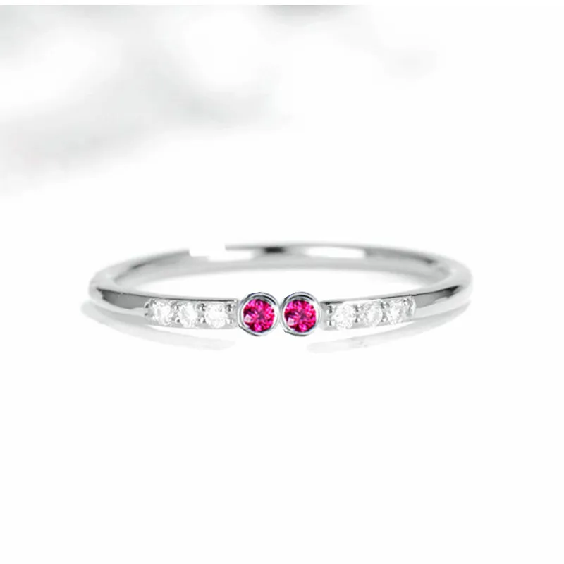 

Unique Solid 14k White Gold Ring for Women SI Natural Diamonds Ruby Engagement Wedding Ring Fine Jewelry Trendy Charming