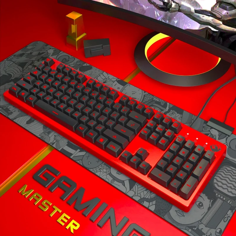 Игровая клавиатура 104 Keycaps Водонепроницаемая Бесшумная клавиатура компьютерная геймерская USB Проводная для настольного ноутбука для домашнего офиса