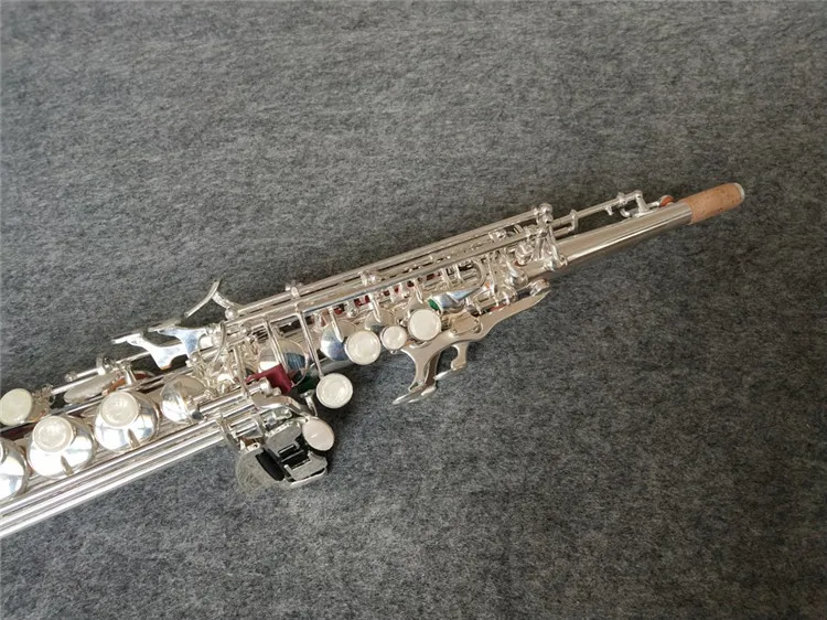 

Silvering Straight Soprano Saxophone B Flat Silver Sax New Case