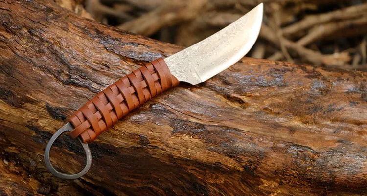 Free shipping Handmade Damascus Forged Steel Fixed Blade Knife Tactical Survival knives Genuine Leather Handle | Инструменты