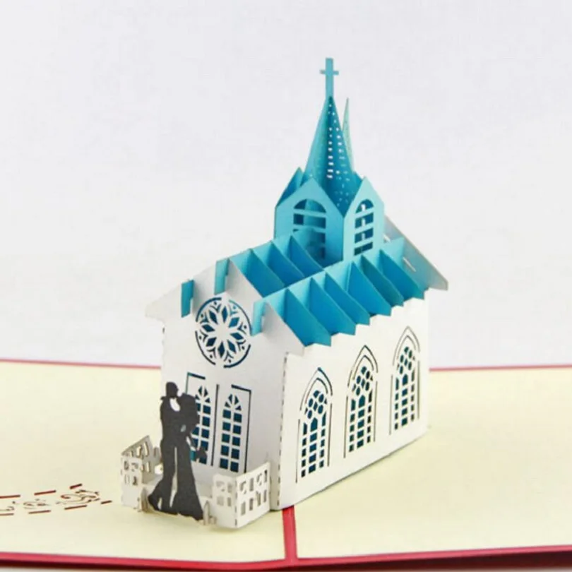 10 шт. Жених Невеста церковь Киригами ручной работы Оригами 3D всплывающие