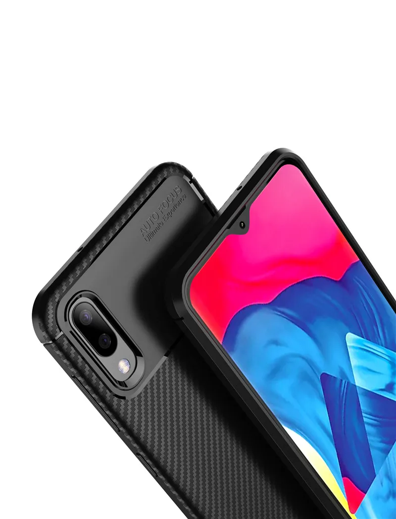 Для samsung Galaxy M10 M20 M30 Чехол Мягкий ТПУ/углеродное волокно текстурированная назад