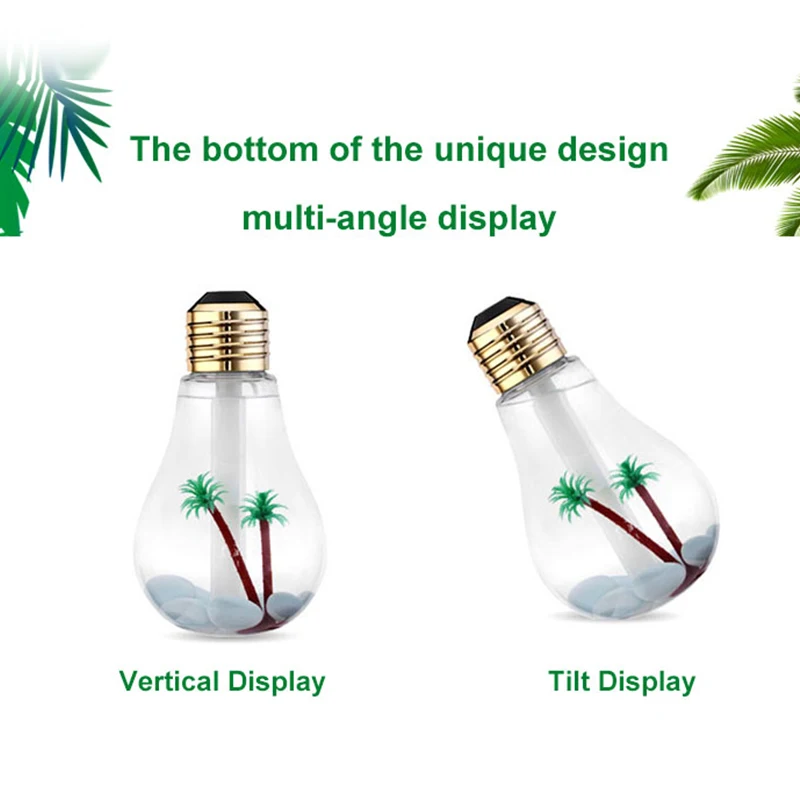 400ML USB Ultrasonic Bulb Humidifier Home Desk Mini Aroma Diffuser LED Night Light Aromatherapy Cool Mist Maker Creative Bottle | Бытовая