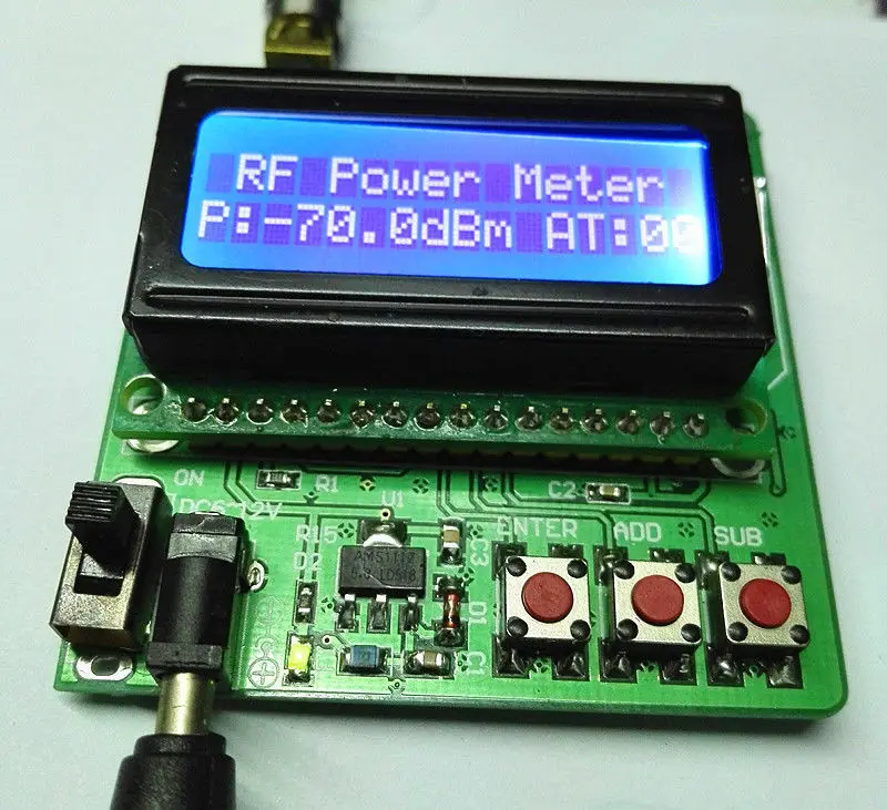 Цифровой радиочастотный измеритель мощности от-75 до + 16dBmpower с ЖК-дисплеем 1 ~ 600 МГц