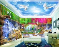 beibehang beautiful large scale interior decoration wallpaper forest waterfall full house theme backdrop wall papers home decor