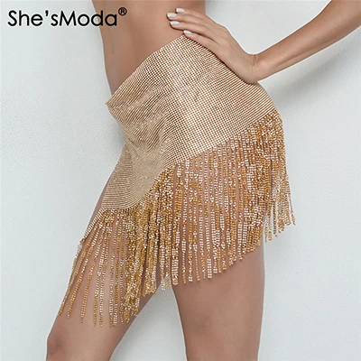Женская мини юбка из металлического сплава с разрезом|beach mini skirt|tassel skirtmini skirt |