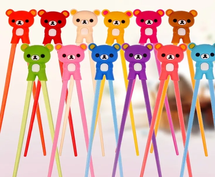 

100 Pair Multi Color Learning Chopsticks Super Cute Cartoon Bear Children Chopsticks Teddy Bear Kids Gift Free Shipping