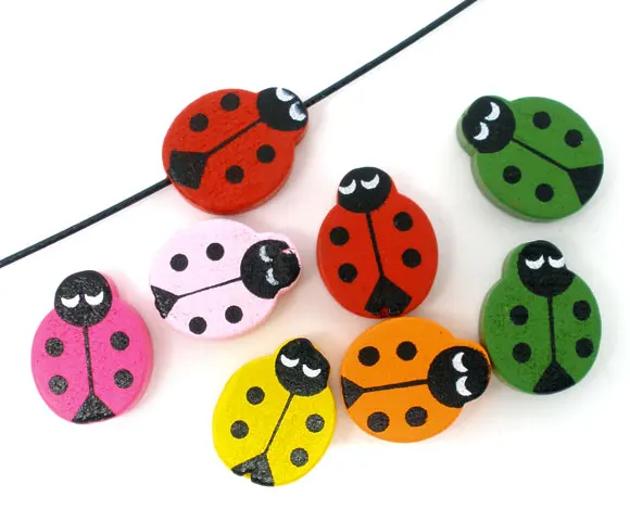 DoreenBeads 15 наугад окрашенная божья коровка деревянные разделители бисер 19x15 мм