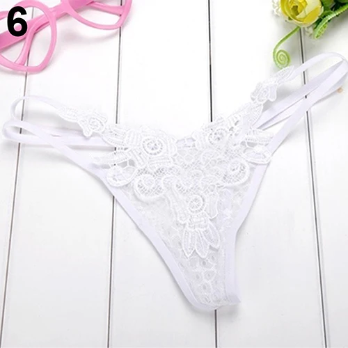 

Women Sexy Floral Lace Embroidery Low Rise Strappy Panties Thong G-String Briefs