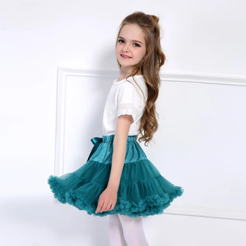 Бирюзовый маленькая пачка для девочки платье Многоуровневое Короткие мини
