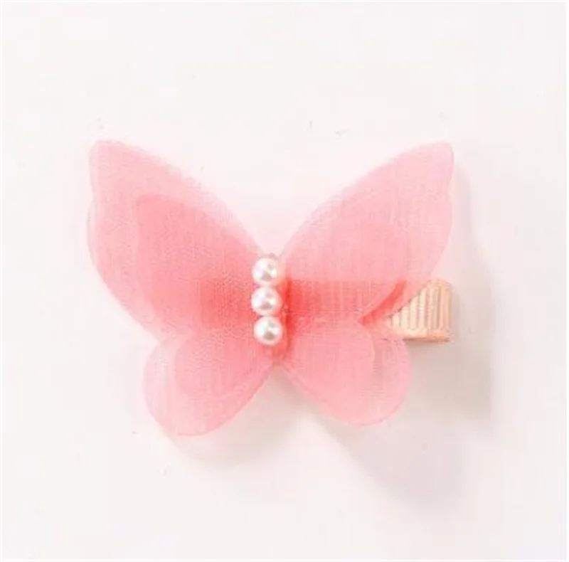 Pink 5 шт./лот, заколки для волос ярких цветов с бантом и бабочкой, заколки для волос для девочек, детская Шпилька, головные уборы, модные аксессуары - Цвет: Pink