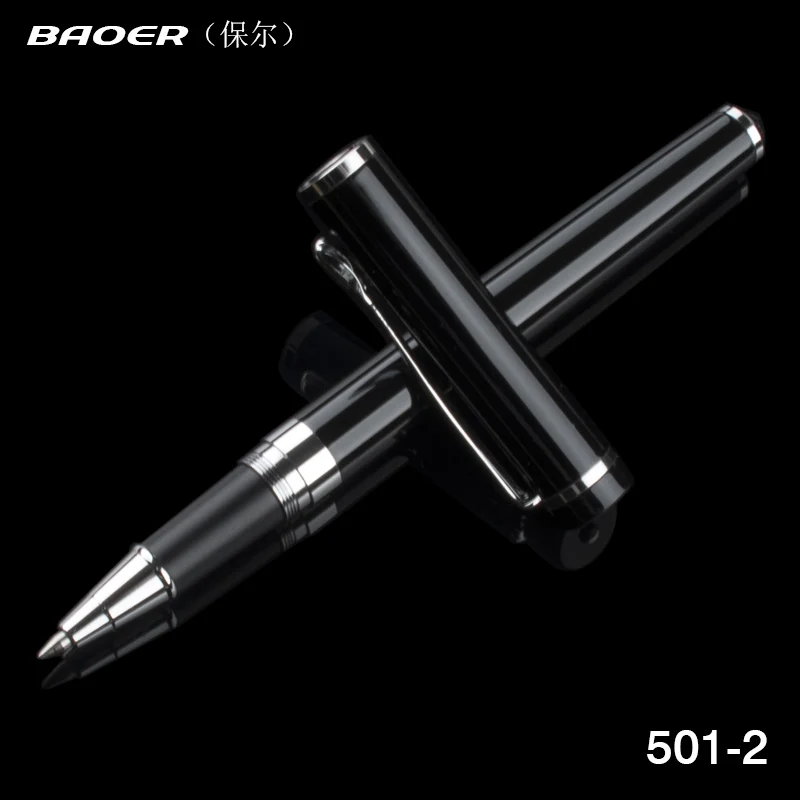 Ручка шариковая Baoer 521 с серебряным зажимом и черными чернилами 1 шт./лот|rollerball