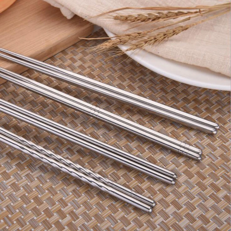 CTREE 2 Pairs Food Sticks Stainless Steel Chopsticks Engraving High Quality Anti-Scalding Reusable Tableware C801 | Дом и сад