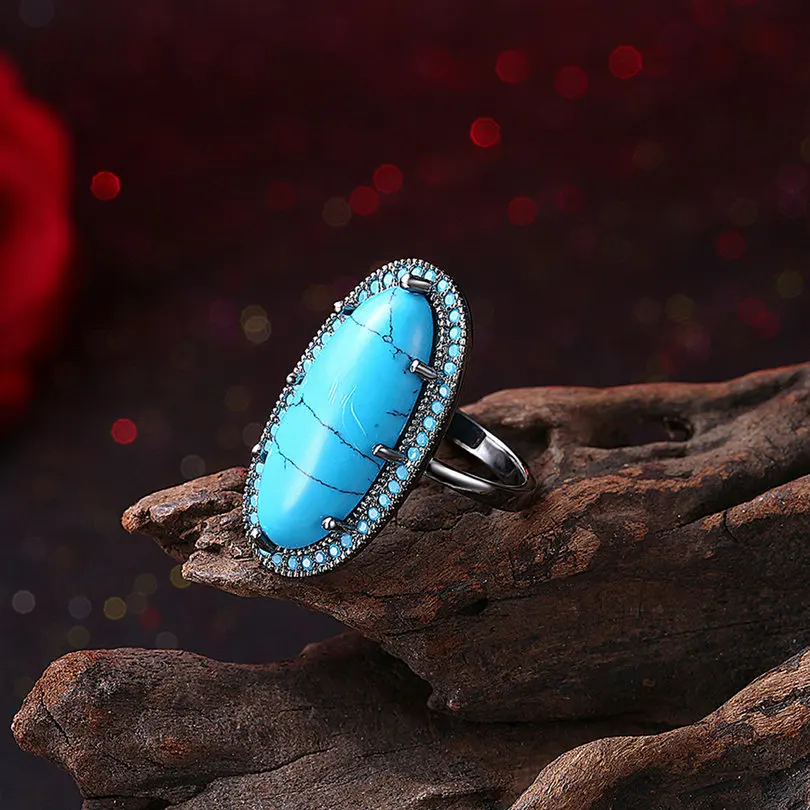 Jenia High Huality Luxury Gold Color Oval Blue Main Stone Finger Ring For Women Jewelry CGEMR002 | Украшения и аксессуары