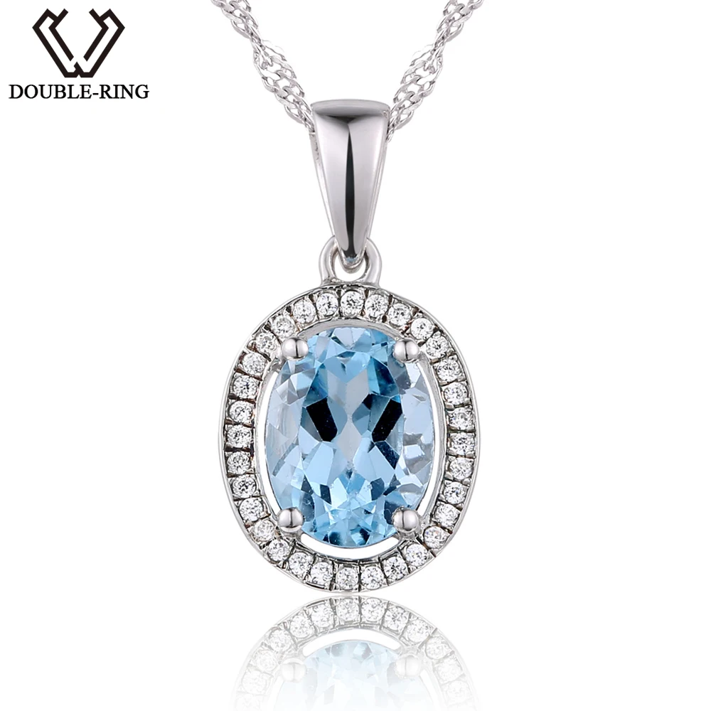 Женская серебряная подвеска с овальным голубым топазом 2 4 карата|pendant blue topaz|gift