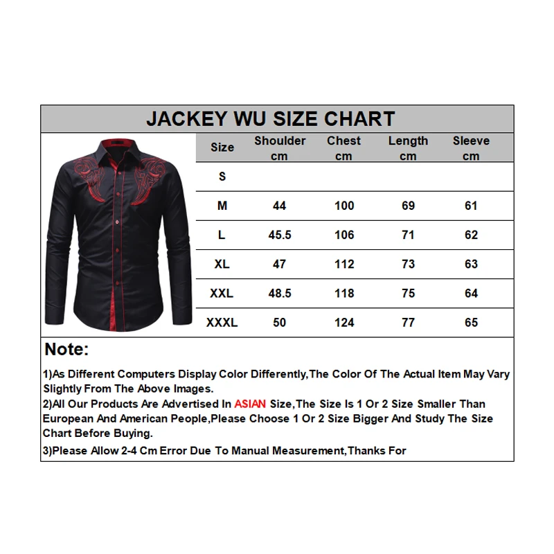 JACKEYWU платье рубашки для мужчин 2019 Мода вышитые длинный рукав Slim Fit рубашка хлопок