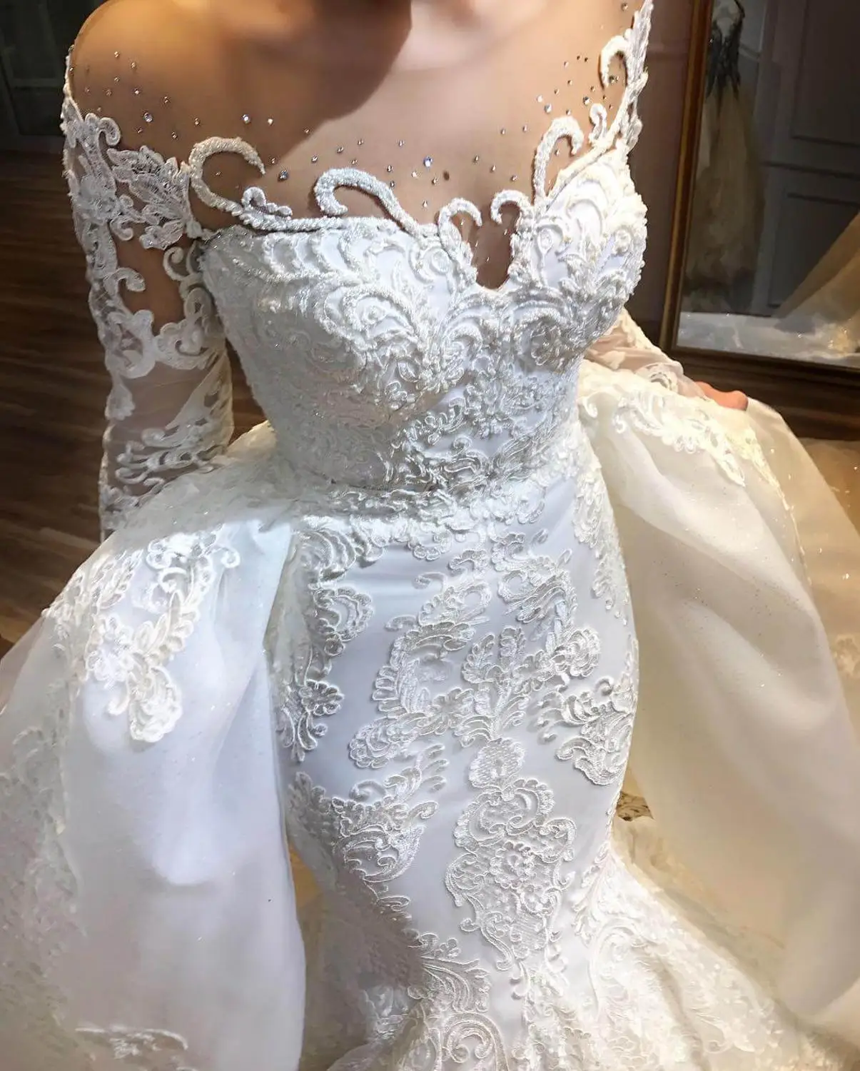 Robe De Mariee 2019 роскошное кружевное свадебное платье русалки со съемной юбкой